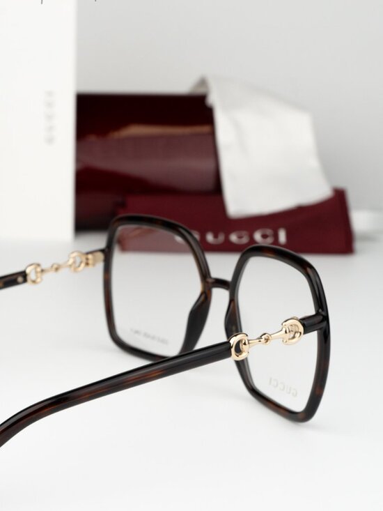 Gucci Women Eyeglasses Havana Demo Square Oversized GG0890O 002 NEW AUTHENTIC main image 4